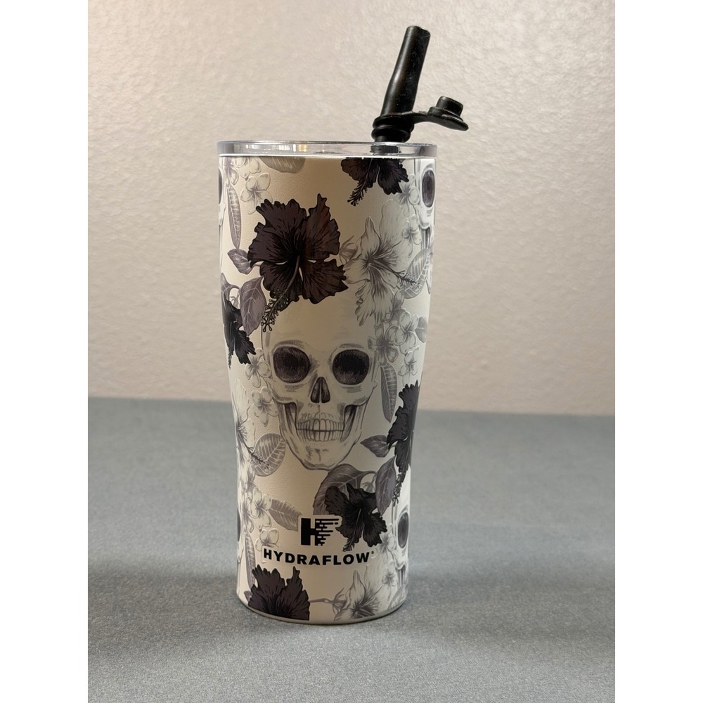 Hydraflow Capri 20oz Insulated Stainless Steel Tumbler Skull Floral White Black